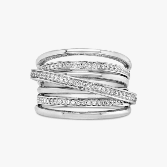 Anillo Bauer oro blanco 18k y diamantes