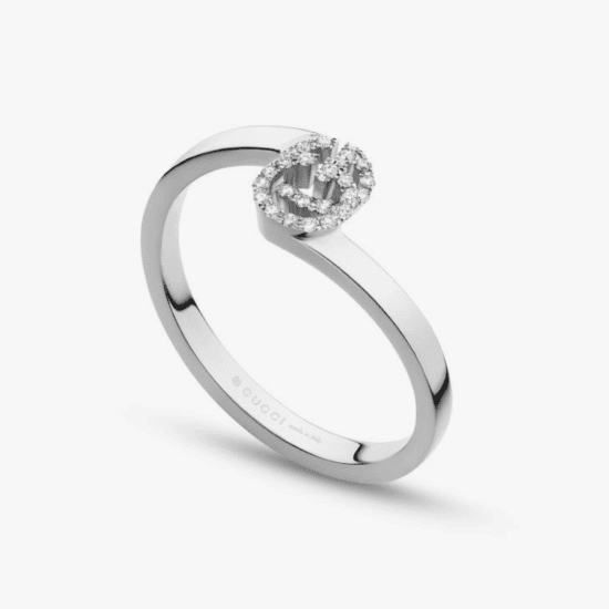 Anillo Gucci GG Running oro blanco 18K y diamantes