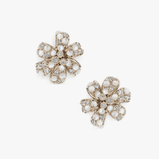 Aretes topos Gucci Flora oro amarillo 18K, y diamantes