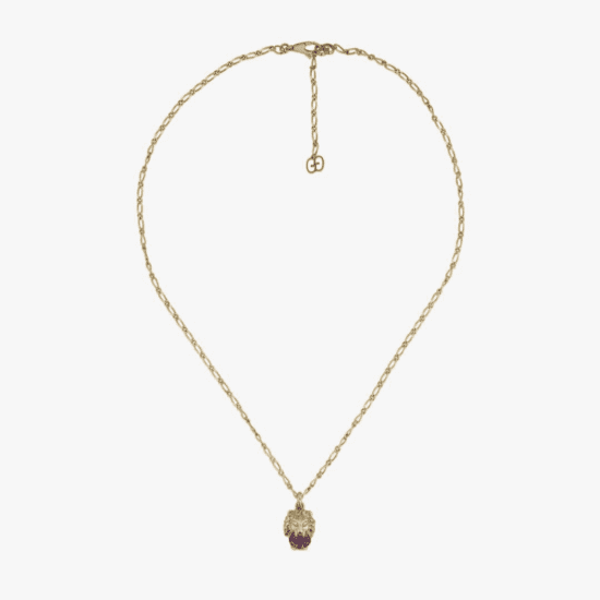 Pendiente Gucci Lion Head oro amarillo 18K, diamantes y amatista