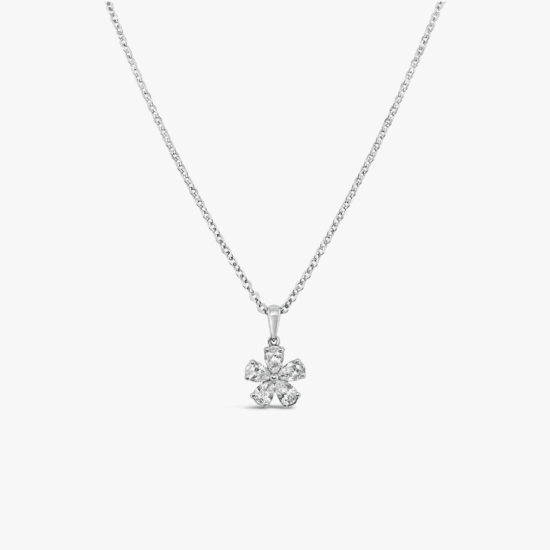 Collar dije flor Bauer oro blanco 18K y diamantes