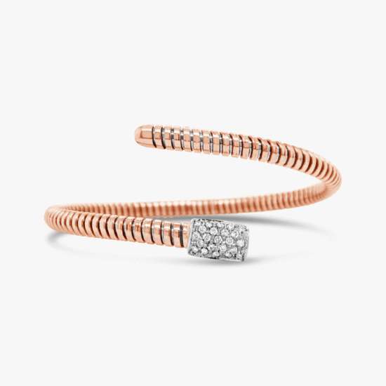Pulsera bangle dual Bauer oro rosa 18K, oro blanco 18K y diamantes