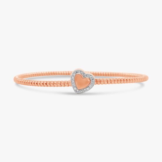 Pulsera corazón bangle dual Bauer oro rosa 18K, oro blanco 18K y diamantes