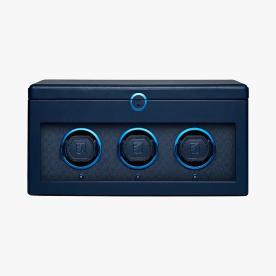 Rotor triple porta relojes Wolf Earth Bluetooth cuero azul