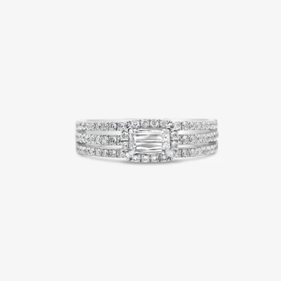 Anillo tres hileras Bauer oro blanco 18K y diamantes