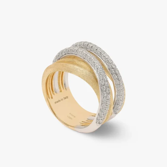 Anillo aros entrelazados Marco Bicego Jaipur oro amarillo 18K y diamantes