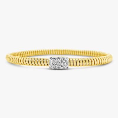 Pulsera bangle sencilla Bauer oro amarillo 18K, oro blanco 18K y diamantes 1